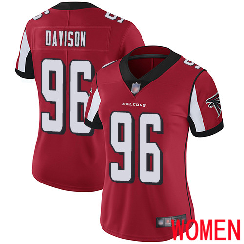 Atlanta Falcons Limited Red Women Tyeler Davison Home Jersey NFL Football #96 Vapor Untouchable